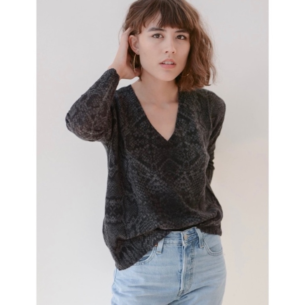 360 Cashmere Sydney Snakeskin V-Neck Sweater